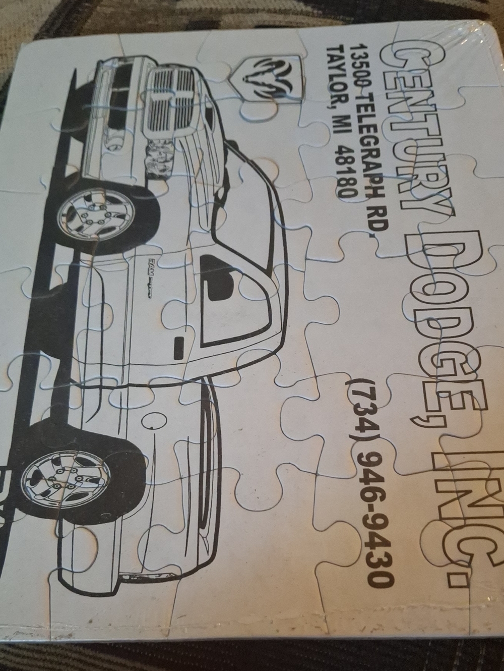 Century Dodge Promotional Puzzle Black & White Car Illustration Coloring Sealed